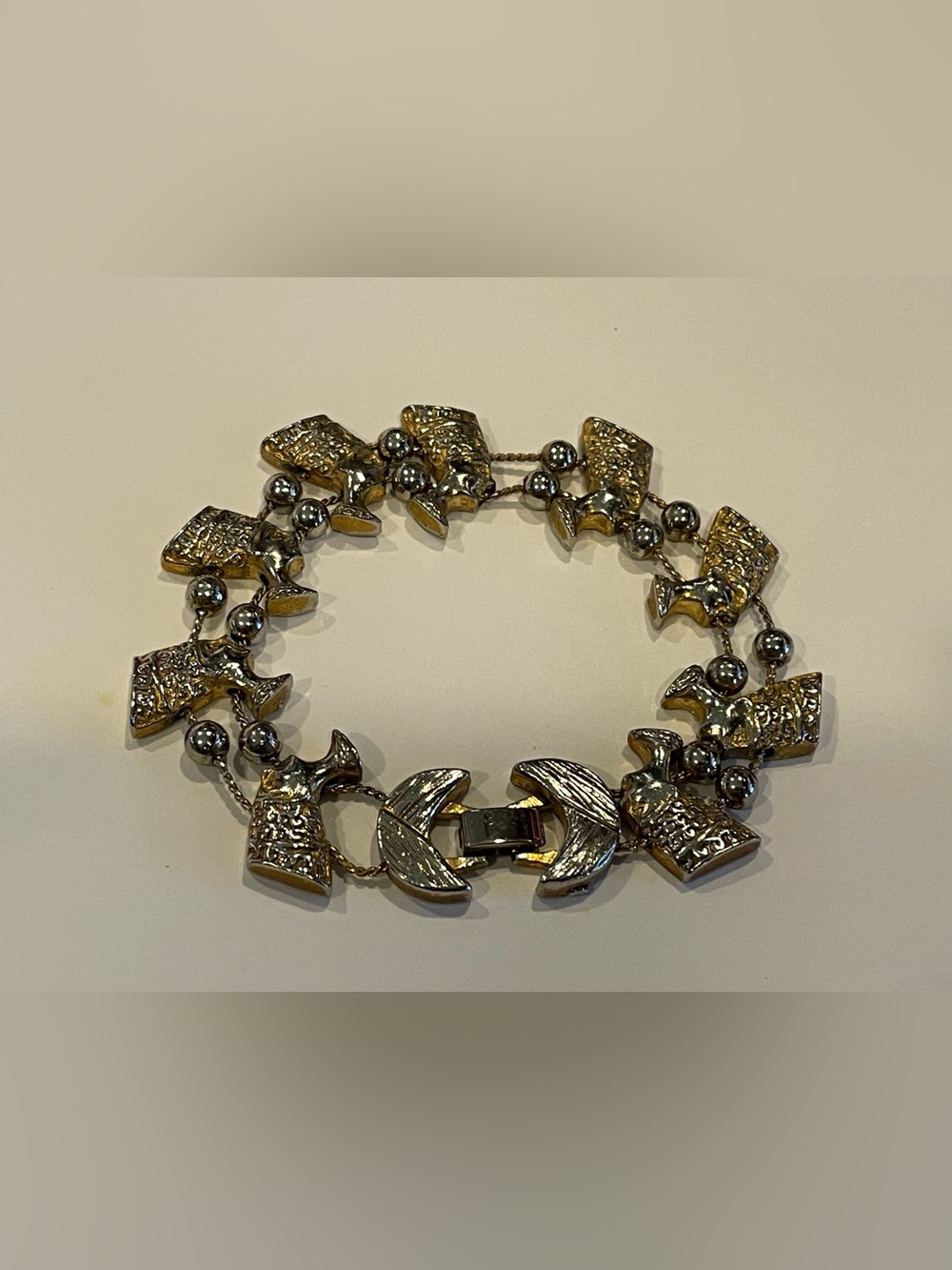 Vintage Egyptian Queen Nefertiti Charm Slider Bracelet #9680